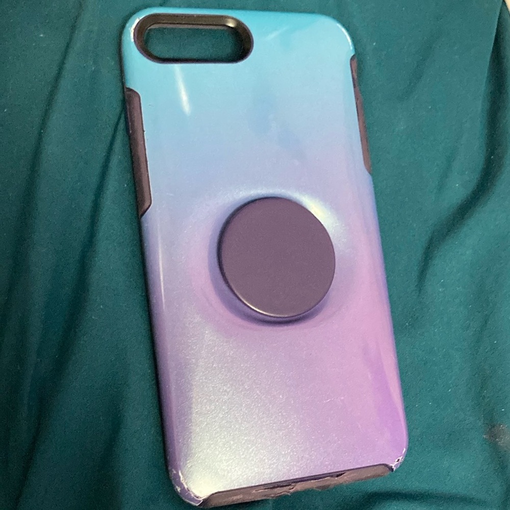 Iridescent Gradient Purple & Blue iPhone 7+/8+ Phone OtterBox Case w PopSocket